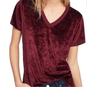 Michael Stars Velvet Slouchy Tee M Burgundy V-Neck Short Sleeve Women’s